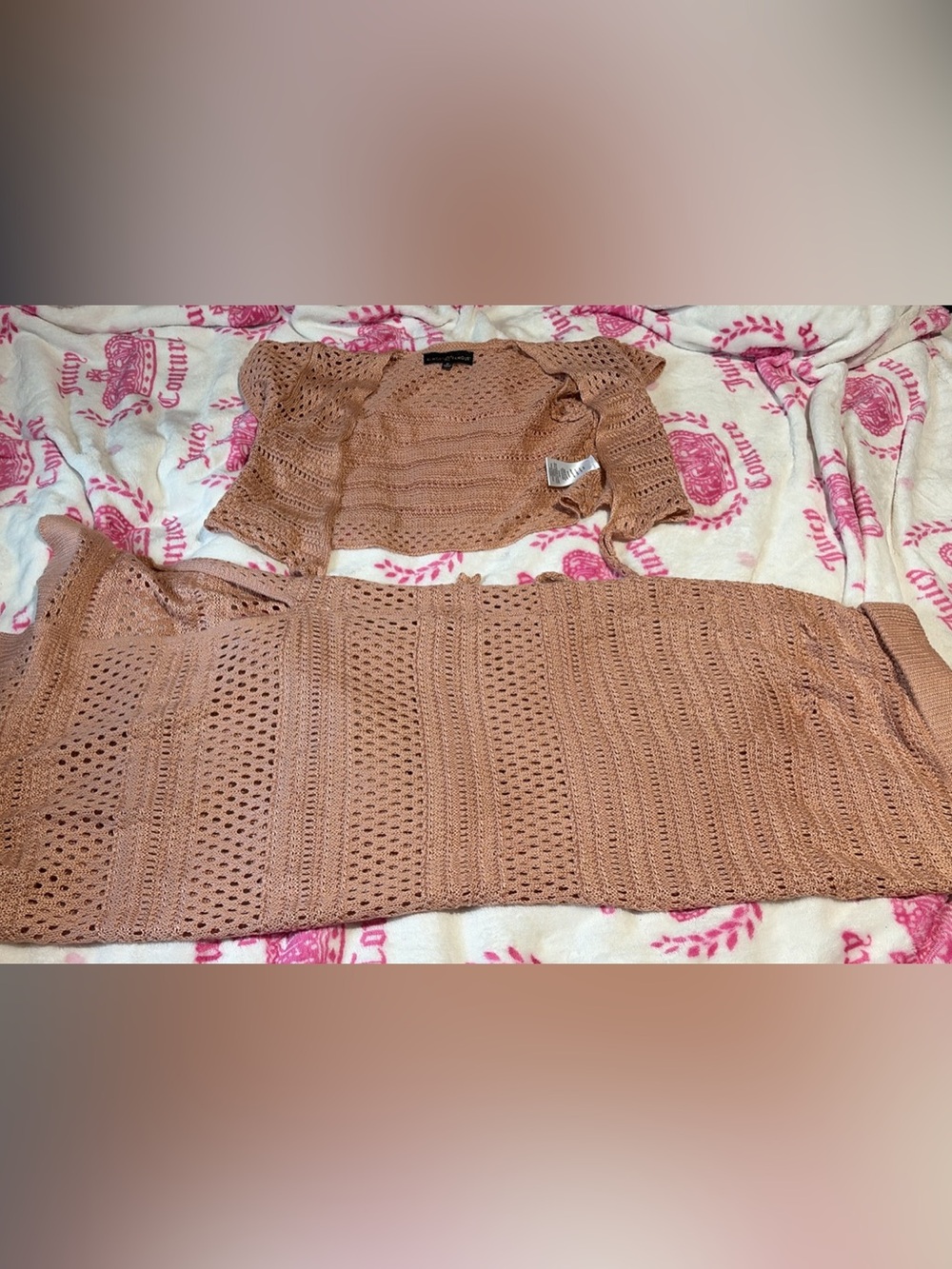 Almost Famous Dusty Rose Crochet Two-Piece Dress Set